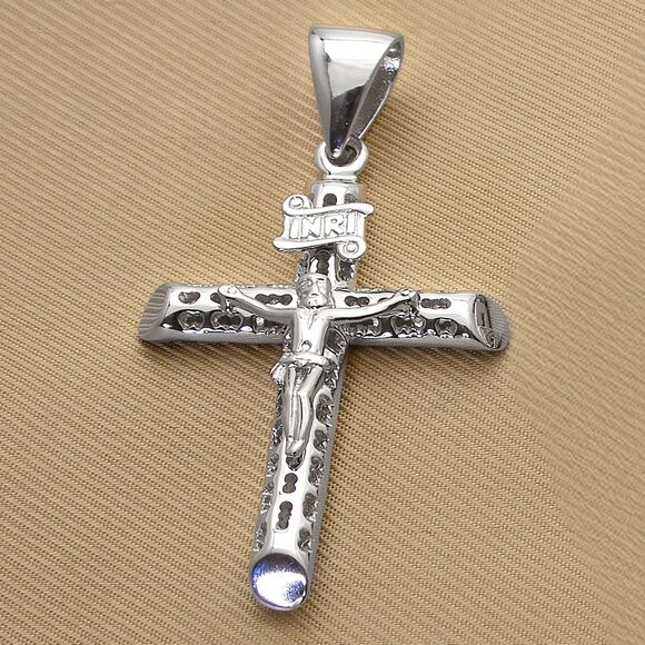 REAL Sterling Silver Thick Heavy Crucifix Cross Rope Chain Necklace, Stamped 925 - Picture 5 of 7